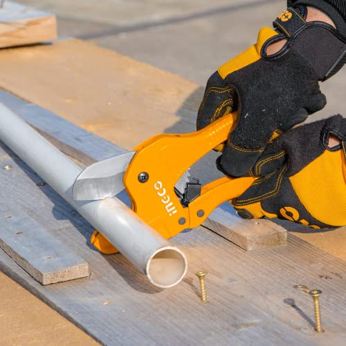 Image of INGCO PVC Pipe Cutter, 3-42mm INGCO Heavy Duty Plastic Pipe Cutter,4CR13 Tube Cutter, New Unique Handle Design, One-Hand Fast Pipe Cutting Tool for PVC PPR PE PEX Pipe and Other Plastic Pipe
