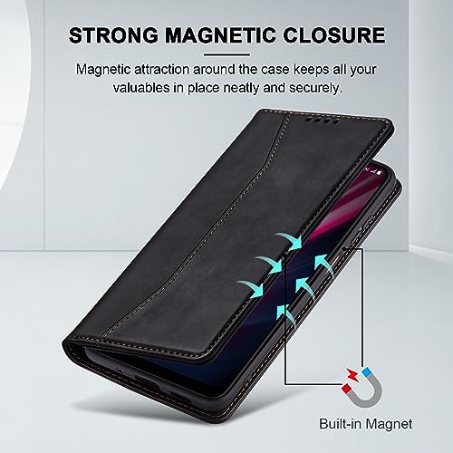 Image of Jasonyu Flip Wallet Case for T-Mobile Revvl 6 Pro /6X Pro 5G,Black