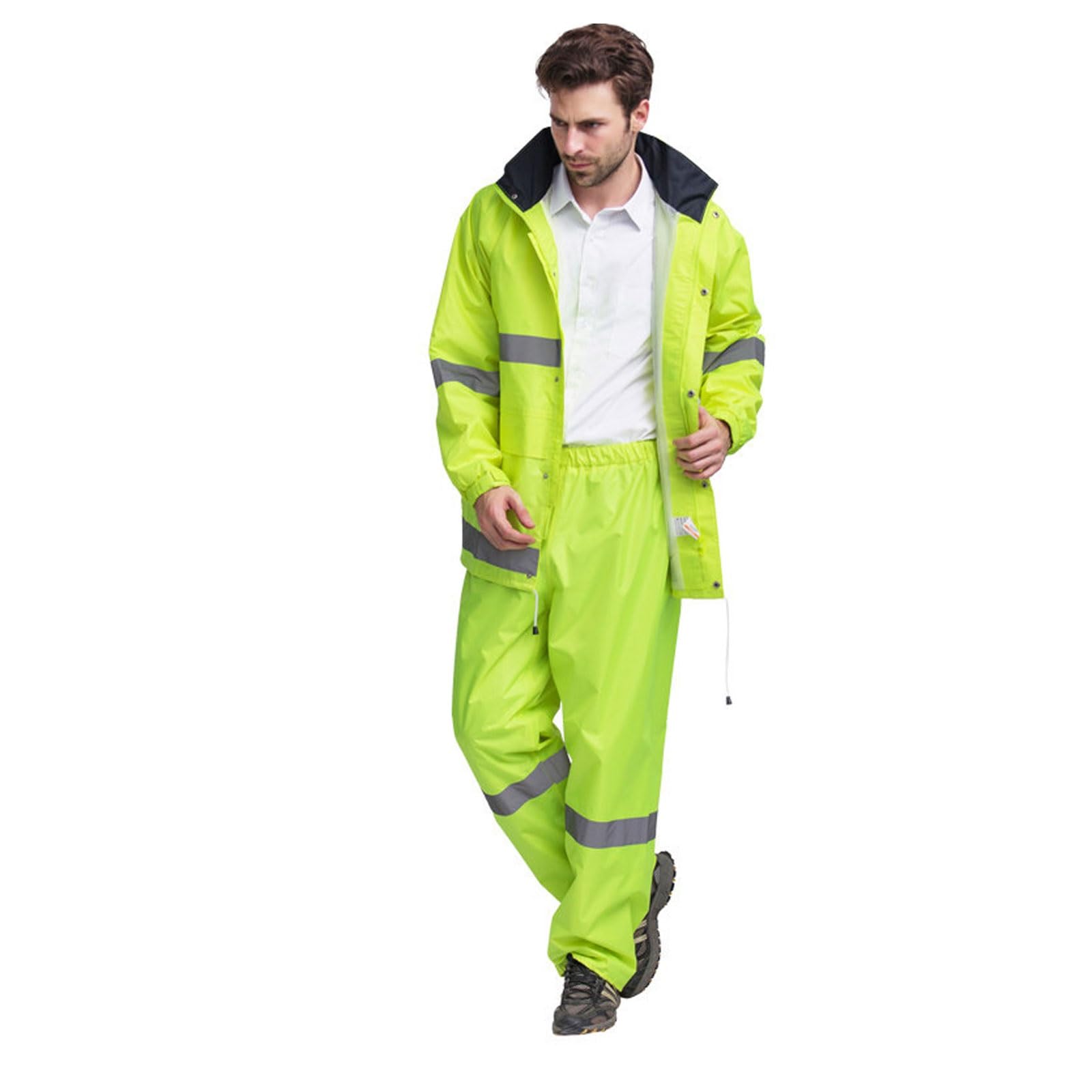 Lightweight Reflective Rain Jacket & Pants Set, High Visibility Safety Wear for Cycling - Men & Women Waterproof Gear