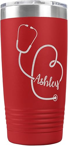 Vaso personalizado para enfermera, médico, veterinario o médico profesional  Agrega un nombre dentro del estetoscopio para hacerlo especial al