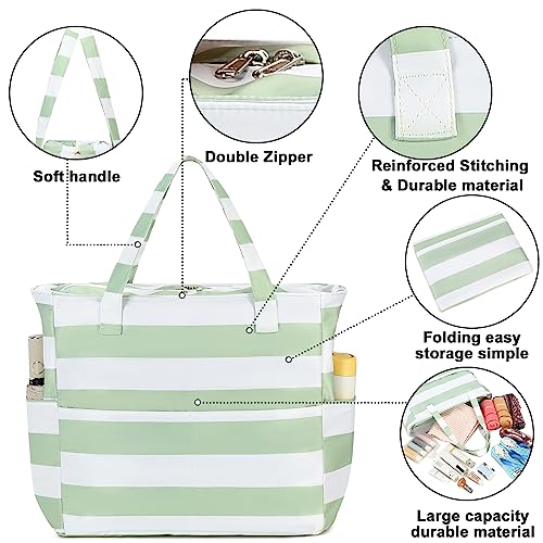 Image of Waterproof Beach Tote Pool Bags for Women Ladies Extra Large Gym Tote Carry On Bag With Wet Compartment for Weekender Travel