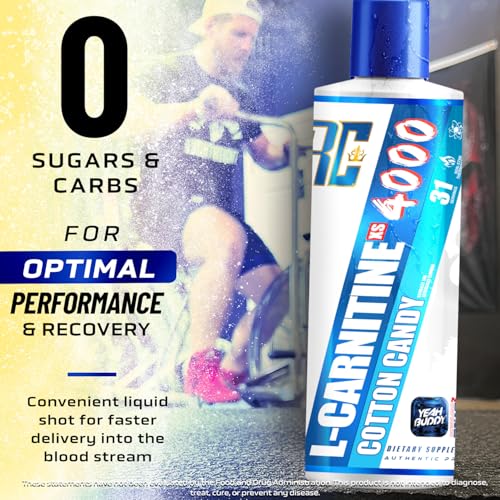 Image of Ronnie Coleman Signature Series L Carnitine XS 4000 Liquid, Stimulant Free, Sugar Free, Zero Carbs, Lean Muscle Strength Support for Men & Women,16 oz, Cotton Candy