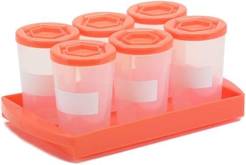 Miniatura 7 de Recipientes de almacenamiento de alimentos para bebés con tapas entrelazadas, paquete de 6 tarros de plástico reutilizables a prueba de fugas de 4
