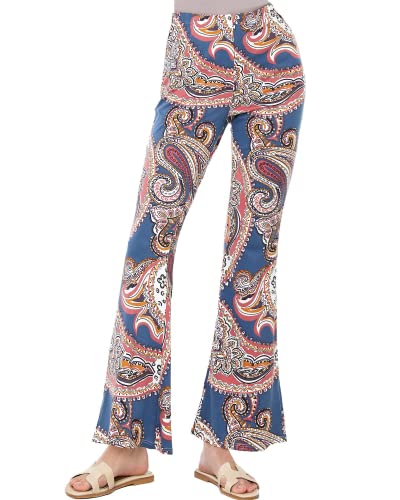 noflik Women's Elastic High Waisted Bell Bottom Flare Pants with Side Slits