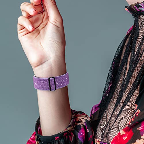 Bling Nylon Stretchy Bands Compatible With Apple Watch Bands 38Mm 40Mm 41Mm For Women Girls, Adjustable Braided Loop Sport Bands For Iwatch Series 8 7 6 Se 5 4 3 2 1, 6 Pack Sparkly Shiny Black Pink #TOP6