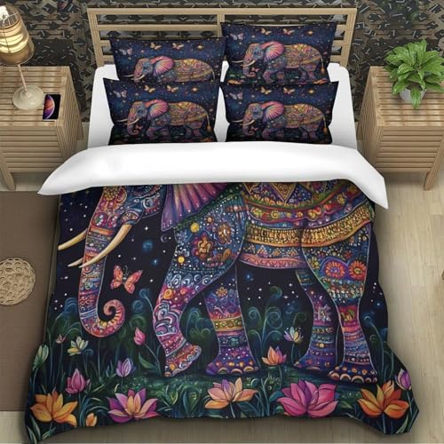Parure de lit éléphant 3D en microfibre 140x200 pour chambre enfant - 5