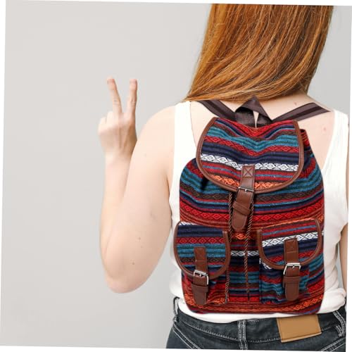 Mochila de lona étnica para mujer mochila escolar vintage bohemia con gran capacidad 6