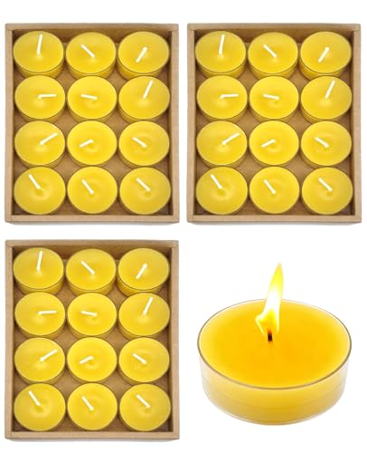 XdealCozyxc 36 PCS Beeswax Tealight Candles, Bees Wax Candles UK for Relaxation and Handmade 4cm x 1.8cm