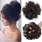 CLITZ Hair Buns Hair Piece Hair Scrunchies for Women Thick Hair Extension Bun Messy Wavy Ponytail Hairpieces 1 PCS, Brown