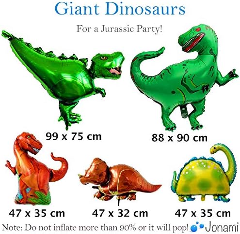 Dinosaur Birthday Decoration Party, 1 Happy Birthday Banner, 2 Giant Dinos Balloons, 3 XXL Dino Balloons, 2 Dinosaurs Tattoos, 6 Cake Toppers, 30 Green Varied Balloons. Deco Ideas for Boys.