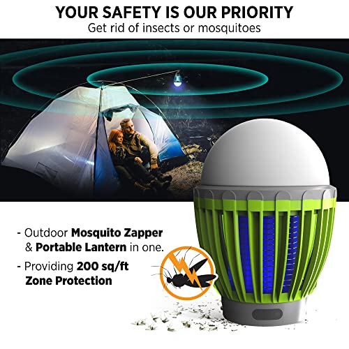 Zapout Camping Lantern Bug Buster Bulb Zapper Tent Light Portable Led And Emergency Lamp With Waterproof Mosquito Repellent Fly Killer Usb 2000Mah Rechargeable Battery For Outdoor (Lime Green) #TOP4