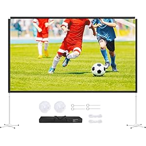 Projector Screen with Stand 120 inch Outdoor Indoor Projection Screen, Osoeri 16:9 4K Portable Double-Sided Front Rear Projections Movies Screen with Carry Bag for Home Theater Office Backyard Travel