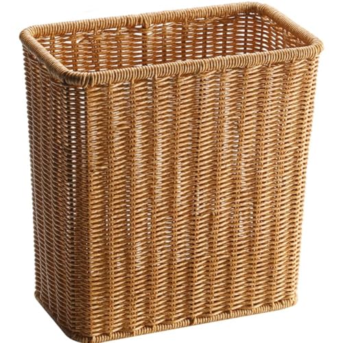 Cesto de basura de mimbre plástico para baño y dormitorio compatible con interiores modernos 2