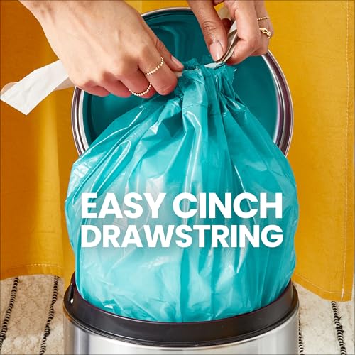 Image of Glad Small Trash Bags, Great for Office, Bathrooms and Bedroom Bins, Bahama Bliss Scented Garbage Bags, Odor Resistant with Drawstring, Febreze Freshness, 4 Gallon Trash Bags, 80 Count