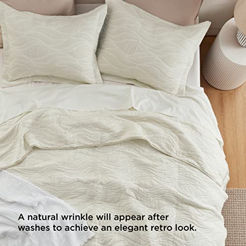 Bedsure 100% Cotton Quilt Set Queen - Reversible Bedding Coverlet Set, 3-Layer Light Weight Cotton Bedspread Queen Size, Beige Cotton All Season Blanket For Bed (Includes 1 Quilt, 2 Pillow Shams) #TOP6