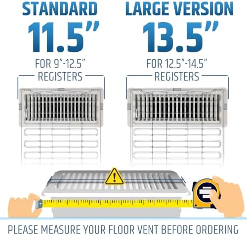 Powerful Magnetic Air Vent Extender for Floor Under Furniture - Sturdy & Durable - Super Strong Neodymium Magnets (Upgraded Patented Design) - 1.4" (H) x 11.5" (W) x Adjustable 16” to 39” Max Length - 1