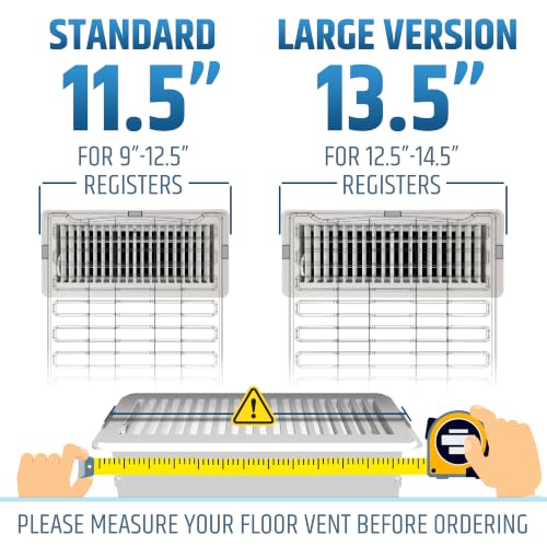 Powerful Magnetic Air Vent Extender for Floor Under Furniture - Sturdy & Durable - Super Strong Neodymium Magnets (Upgraded Patented Design) - 1.4" (H) x 11.5" (W) x Adjustable 16” to 39” Max Length