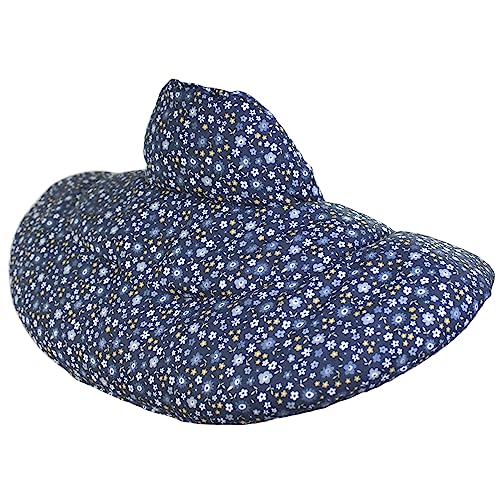 Cojín cervical térmico con cuello. Algodón biológico - Florecitas. Almohada térmica cervical con semillas de grosella. Saco caliente y frio con semillas. Cojín de nuca