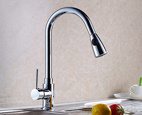 Mitigeur de cuisine en laiton chromé pivotant à 360° pour évier eau chaude et froide