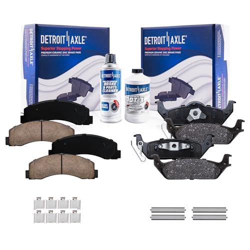 Image of Detroit Axle - Brake Pads for 2010-2011 Ford F-150, Front and Rear Ceramic Brake Pads w /Hardware Replacement