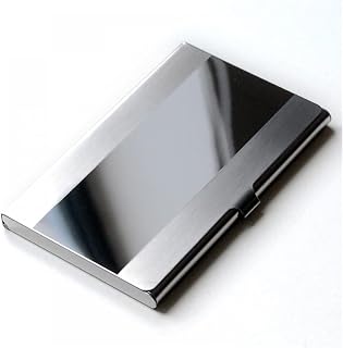 Business Card Holder Aluminum Portable Credit Card Holder New Stainless Steel Business Card Holder Men's Silver Bank Card Box Unisex ID Card Holder Name Card Holder (Color : A-5.8x9.3x0.7cm)