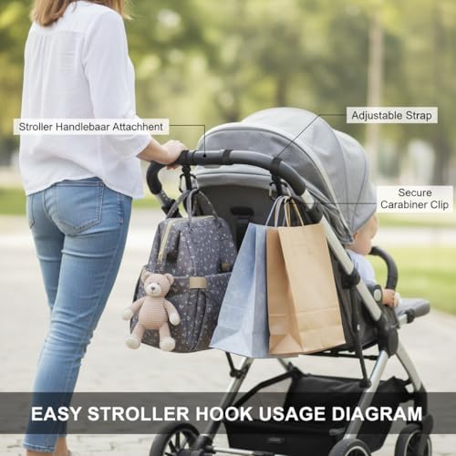 CBMZHF 2 Stück Babywagenhaken für Auto, Fahrrad, Zuhause mit drehbarem Haken, 16 cm