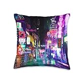 Cyberpunk City Sci Fi Night Tokyo Japan Urban Noir Dystopia Throw Pillow