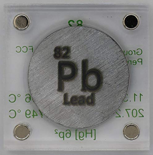 Image of Lead (Pb) 24.26mm Metal Disc with Acrylic Case for Collection or Experiments