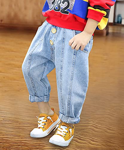 Hangzhikids - Pantaloni in denim lavati, con