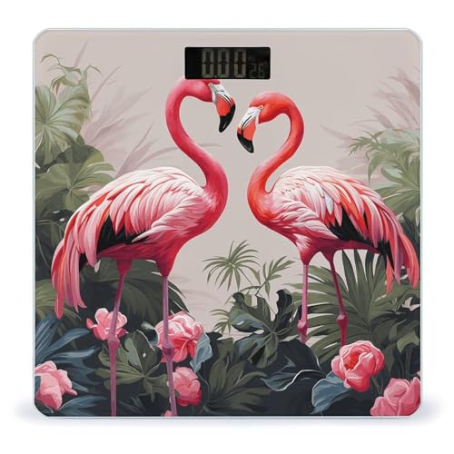 Báscula digital de baño con diseño de flamencos rosas