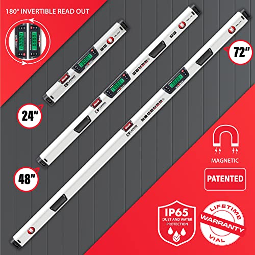 Kapro - 905 Digital Condor - Magnetic Digital Level Ip65 - With Optivision - Features Visual And Audible Slope Indicator, False Zero Mode, Large Display Screen, 180 Invertible Read Out - 48 Inch #TOP3