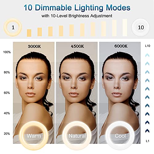 Ring Light with Stand & Clip, 6.3in Video Conference Lighting Kit, Ring Light with 3 Light Modes & 10 Brightness Levels, Ring Light for Computer/Laptop/Remote Working/Live Streaming/YouTube/TikTok - Thumbnail 2