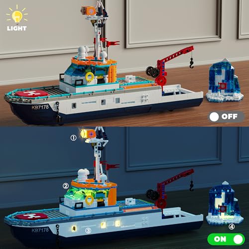 Glikid Arctic Explorer Ship Building Set for Boys Girls 8+, Light-Up - image 3