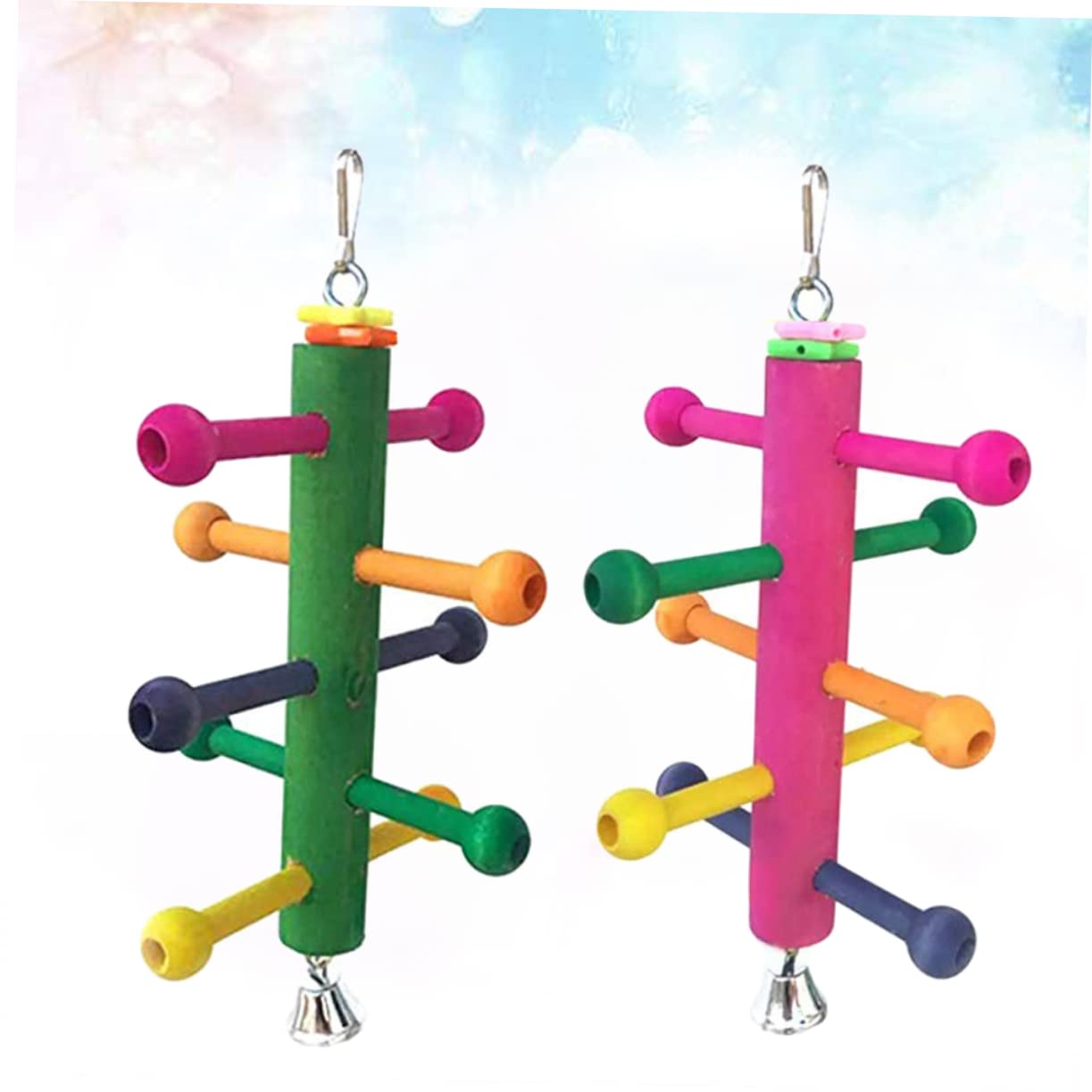 DOITOOL 3pezzi Torre Di Arrampicata Per Uccelli Legno Con Giocattolo Rotante Per Pappagalli Struttura Colorata Per Esercizio e Intrattenimento Dei Volatili Giocattolo Da Masticare Per