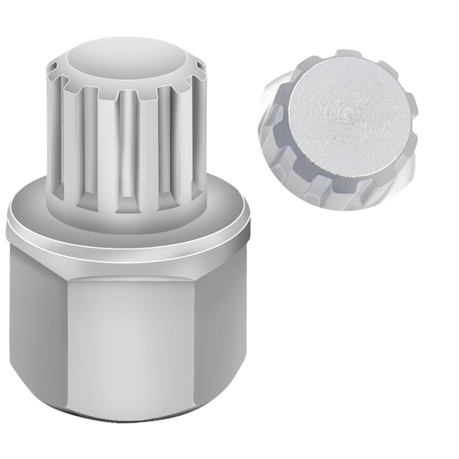 Jeuclel White 16/10Pt Wheel Locking Nut Key Compatible With Bmw, Wheel Lock Nut Socket Adapter, Wheel Anti-Theft Lug Nut Removal Tool, Anti-Theft Screw Remover