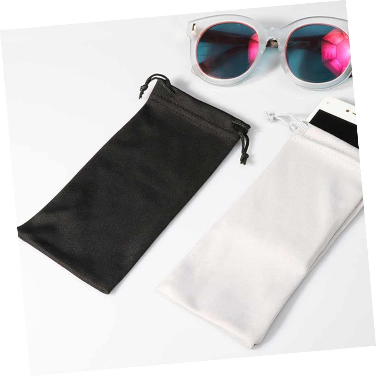 TOYANDONA 3 Sätze Aufbewahrungstasche Für Brillen Beutel Weiche Sonnenbrillentasche Brille Kordelstring -tasche Tragbares Brillenetui Tragbare Brillentasche Flanell Schwarz 25 Stück * 3
