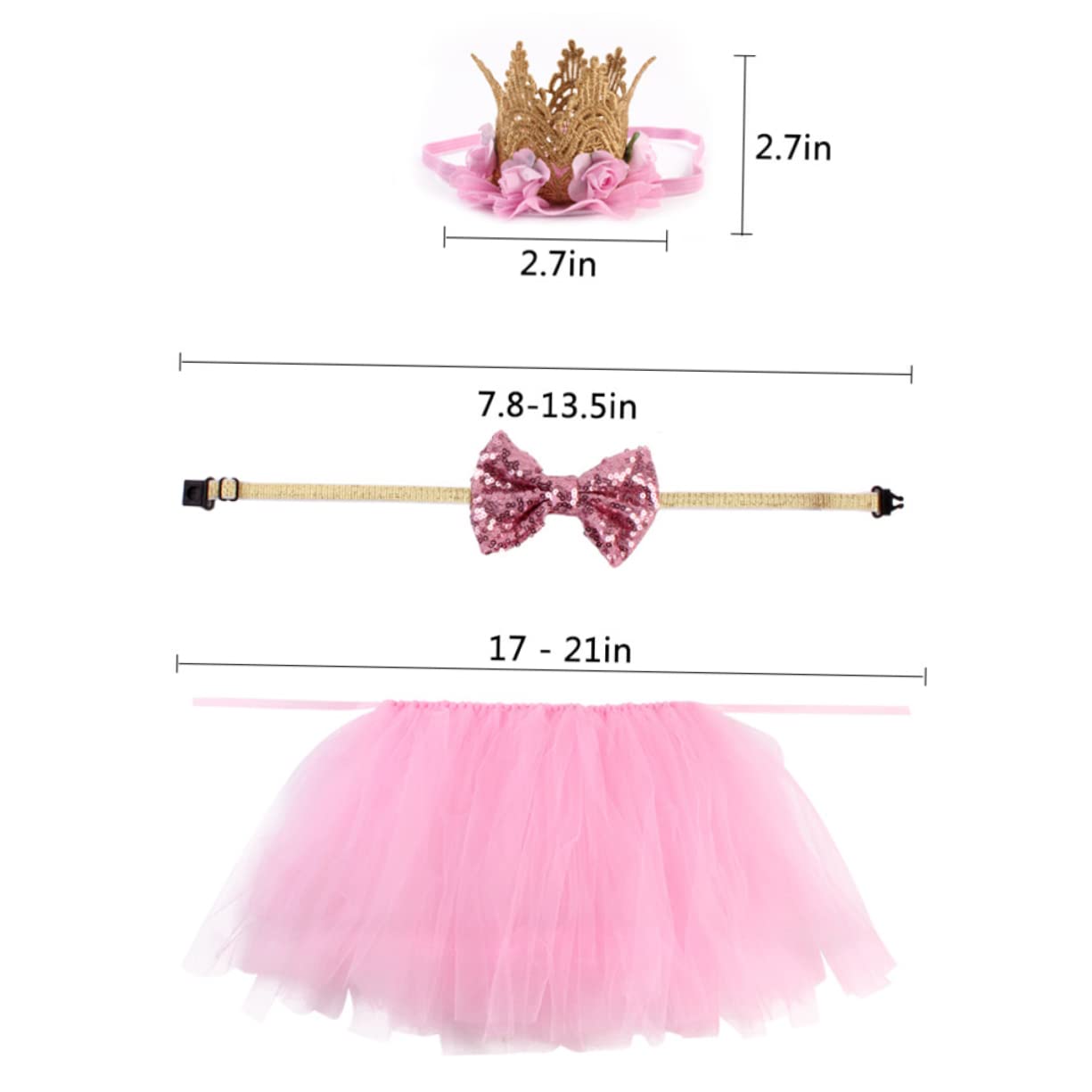 BESPORTBLE 12pezzi Costumi Per Cani Abbigliamento Per Animali Domestici Con Vestito Cravatta e Copricapo Per Feste e Occasioni Speciali Rosa
