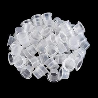Tattoo Ink Caps Cups 100PCS Small Size 8mm Inner Diameter Disposable Tattoo Pigment Cups Eyelash Extension Glue Cups Microblading Ink Cups Tattoo Ink Kits Microblading Tools (100 Pcs Small)