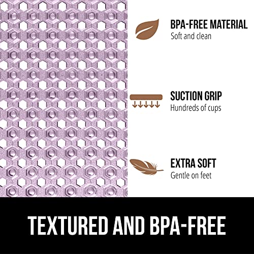 Gorilla Grip Patented Shower And Bath Mat, 35X16, Machine Washable Bathtub Mats, Extra Large Bathmat With Drain Holes And Suction Cups To Keep Floor Clean, Soft On Feet, Bathroom Accessories, Purple #TOP4