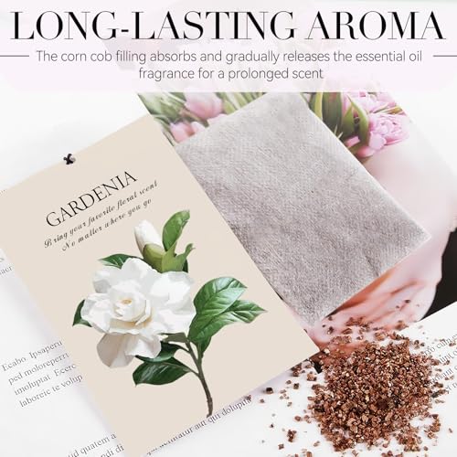 Image of Gardenia Scented Sachet Bags - 12 Pack Drawer & Closet Freshener, Long Lasting Odor Eliminator for Wardrobes, Cars & Storage, Home Fragrance Air Freshener Sachets