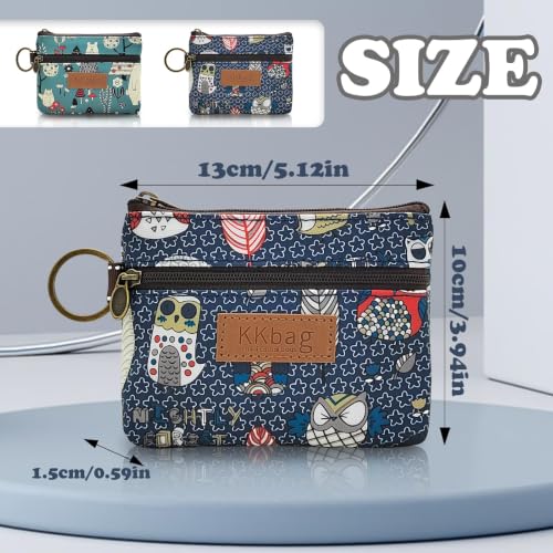 Image of Coin Bag, Water-repellent Coin Wallet Small Coin Purse with Zipper and Keyring, Cute Coin Pouch for Women, Change Purse Mini Storage Bag for Coin, Cards, Keys (dark blue bear)