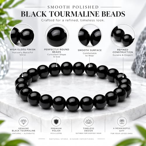 REBUY Black Tourmaline Bracelet 8mm, Pack of 1 - Image 5
