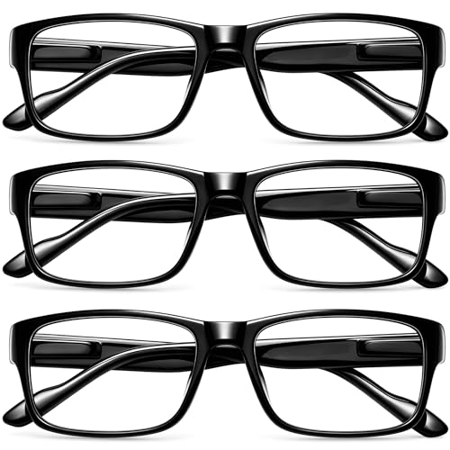 Image of Gaoye Reading Glasses 3-Pack - Blue-Light Filter, UV Protection - Readers with Rectangle Frames