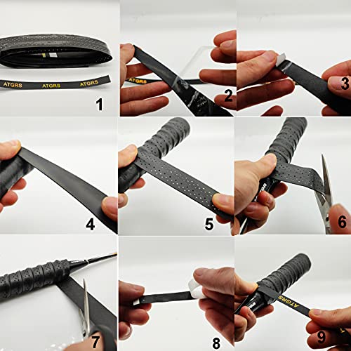 Atgrs Tennis Grip Tacky Tennis Racket Grip Tape Absorbent Anti-Slip Tennis Overgrip For Tennis Badminton Pickleball Racquet Handle Grip With Damping Ridges Overgrips (Black) #TOP3