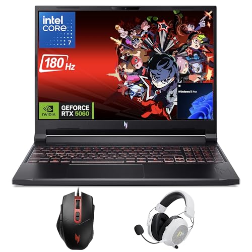 Acer Nitro V16 Gaming Laptop, 16' WUXGA IPS 180Hz (100% sRGB), Intel 10-Core 7 240H, 32GB DDR5 1TB Gen4 SSD, GeForce RTX 5060 DLSS4, Backlit Keyboard, RJ 45, SD Card Slot, Win 11 Pro with Accessory