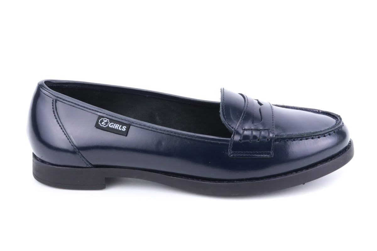 ZGIRLS Mocasin Uni 483 College Marino Zapato Castellano Adolescentes NIÑA Uniforme Escolar Resistentes E Impermeables - Marino, 41