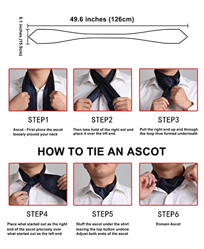 Hisdern Ascot Tie Mens Formal Cravat Ties Floral Paisley Polka Dot Jacquard Self Ascots Cravat Scarf Wedding Party #TOP5