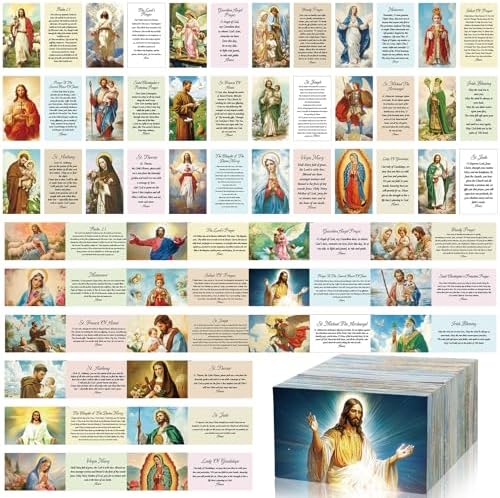 180 Pcs Catholic Mass Prayer Cards Assorted Holy Cards with Catho...