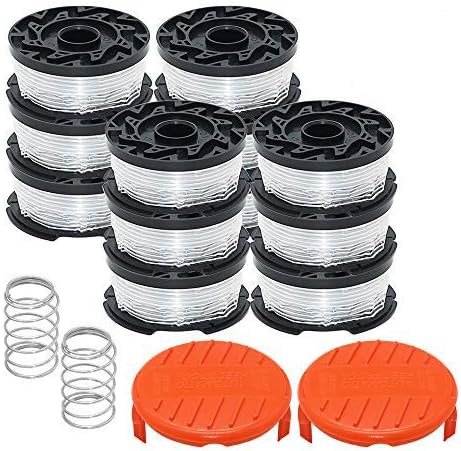 Prime&Swift Weed Eater Replacement Parts fit for Black&Decker AF-100 GH600 GH900,Replacement RC-100-P Spools Caps&Springs and 30ft 0.065" String Trimmer Line,(12 Spools+2 Cap+2 Spring)