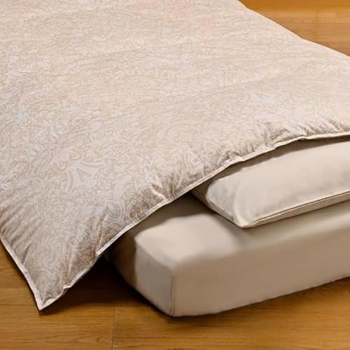 京都金桝 羽毛布団 特殊2層キルト ダブル ポーランド産マザーホワイトグースダウン95% ホワイトコウダ 1.6kg 国内再洗浄 DP450 綿100% 冬用 本掛け 羽毛ふとん 掛け布団 日本製(ゴールド)|ロジック掛 D GL